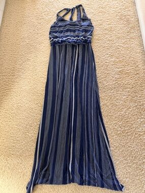 Navy Blue Striped Maxi Dress